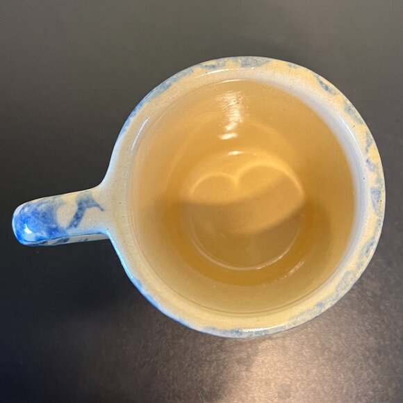 Vtg Roseville, Ohio Pottery R.R.P. Co USA Blue Spongeware Heavy Earthenware Mug - Picture 9 of 13